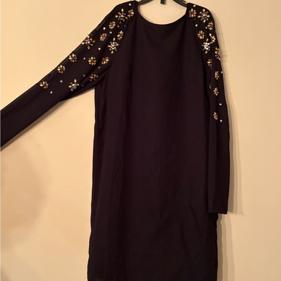 H&M Elegant Black Shift Dress with Gold and White Floral Accents— EUC!! - Picture 2 of 6